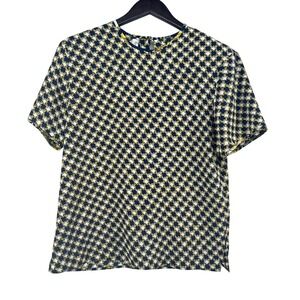 La Chine Petite by Galinda Wang Geometric Chain Print Blouse Top Women Small/Med